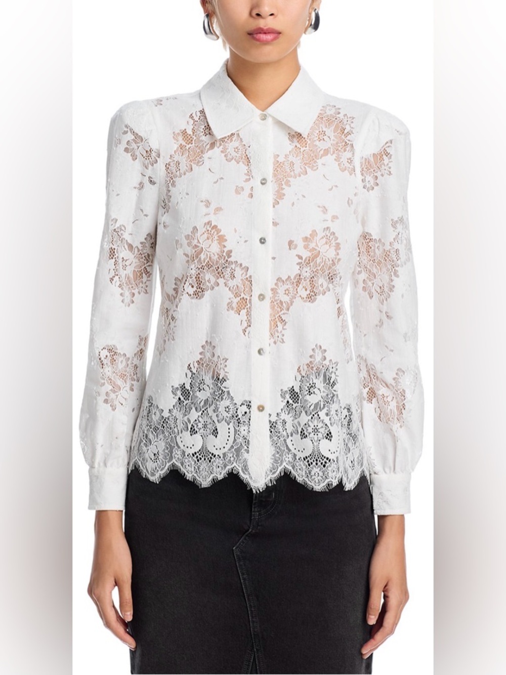 L'AGENCE Jenica Lace Blouse in Ivory